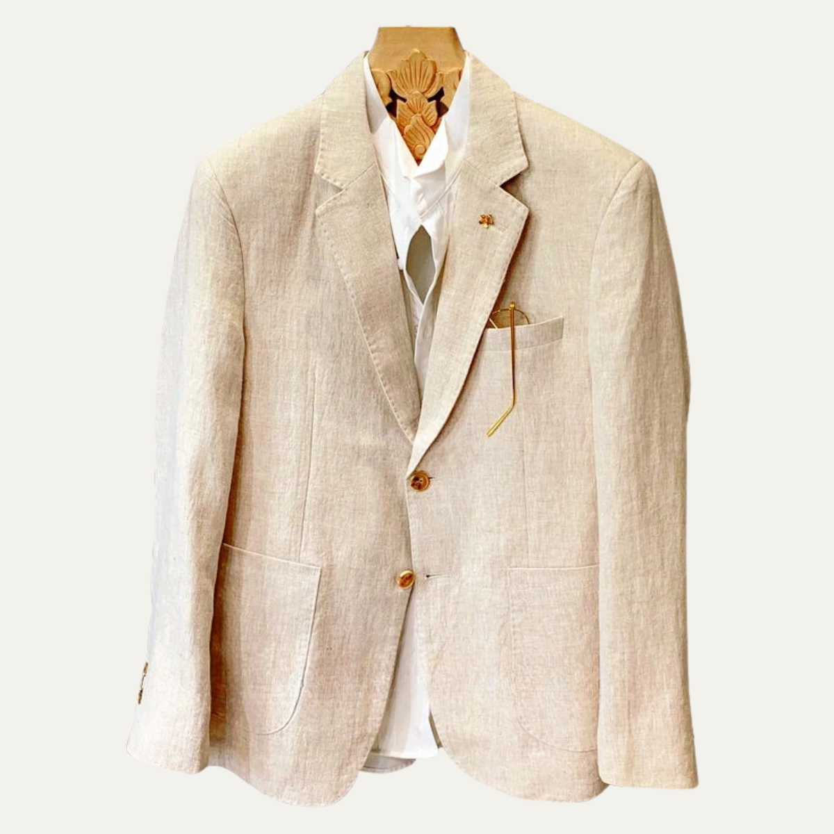 The Timbercrest Men’s Beige Linen Slim Fit Casual Blazer