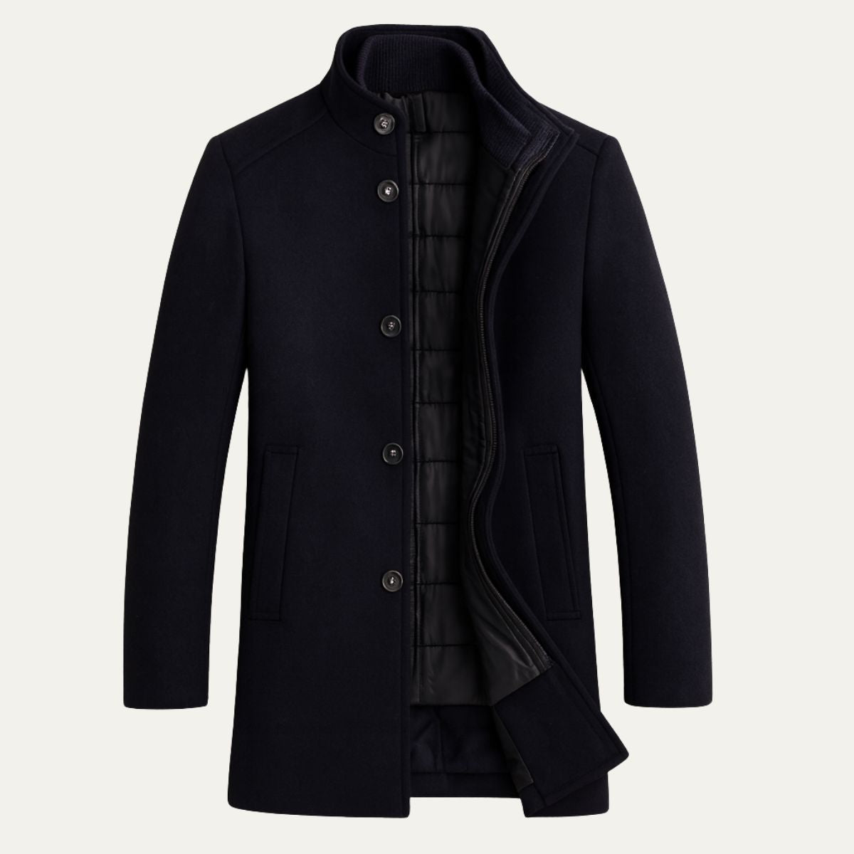 Men's Wool Overcoat Button Up