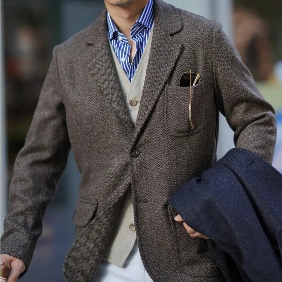 The Fairmont Hill Men’s Retro Tweed Wool Herringbone Casual Blazer