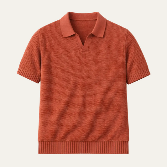 The Como Centro Men’s Luxury Knitted V Neck Breathable Polo Shirt