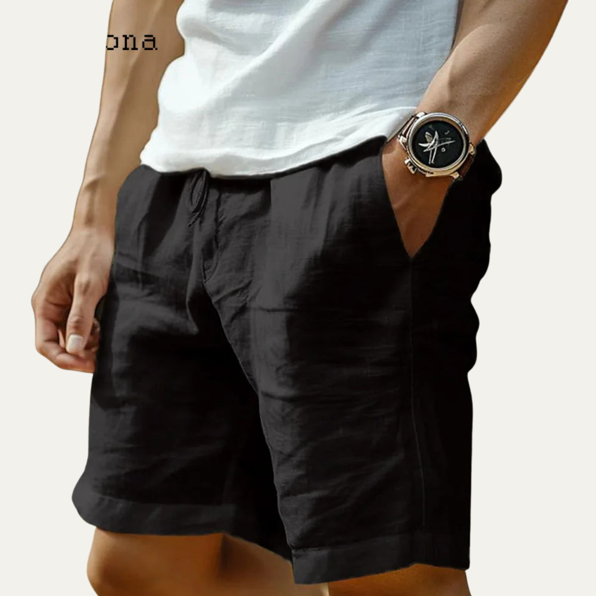 The Glenmore Lane Men’s Elastic Waist Linen Shorts with Pockets