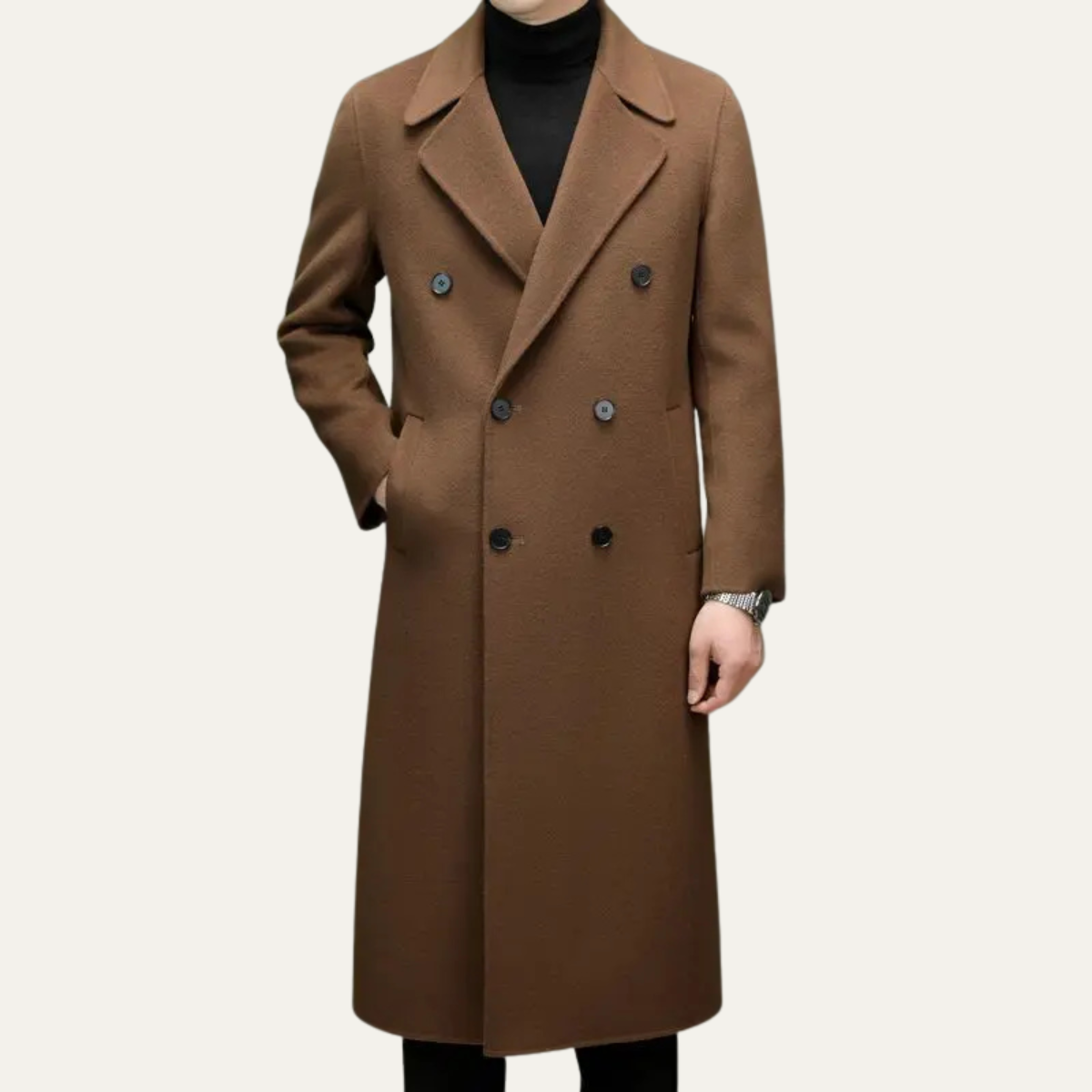 The Ravello Men’s Elegant Long Double Breasted Trench Coat