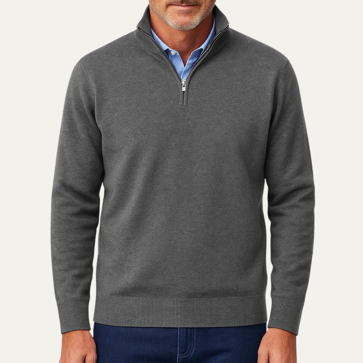 The Kidlington Men's Quarter Zip Lightweight Knit Sweater