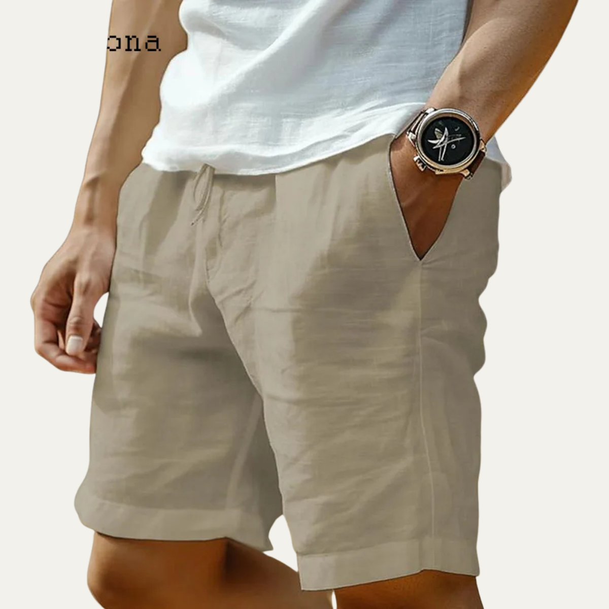 The Glenmore Lane Men’s Elastic Waist Linen Shorts with Pockets