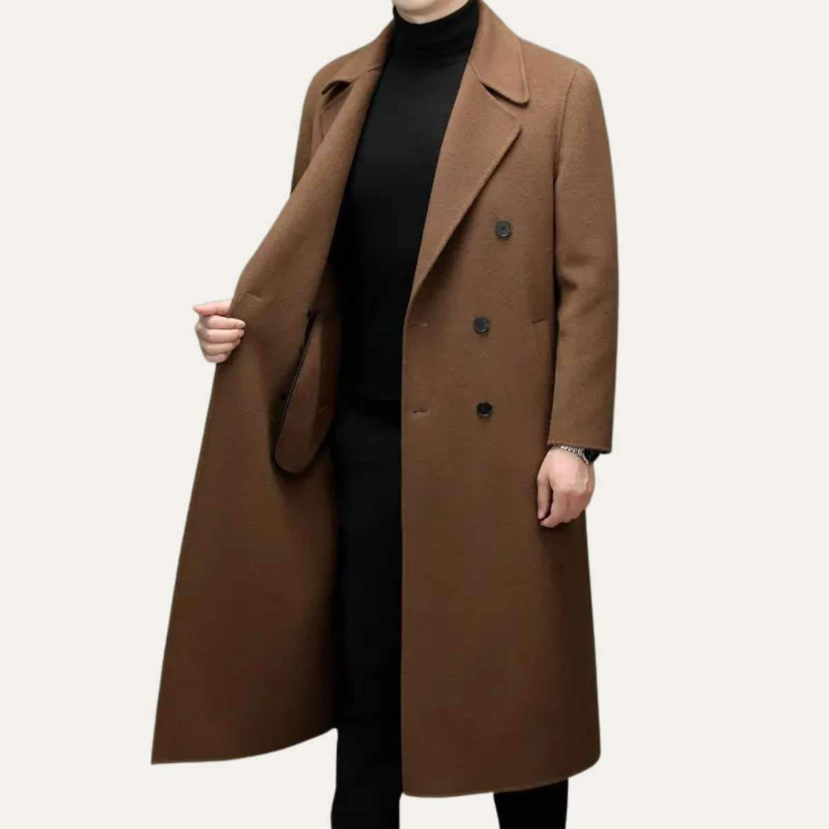 The Ravello Men’s Elegant Long Double Breasted Trench Coat
