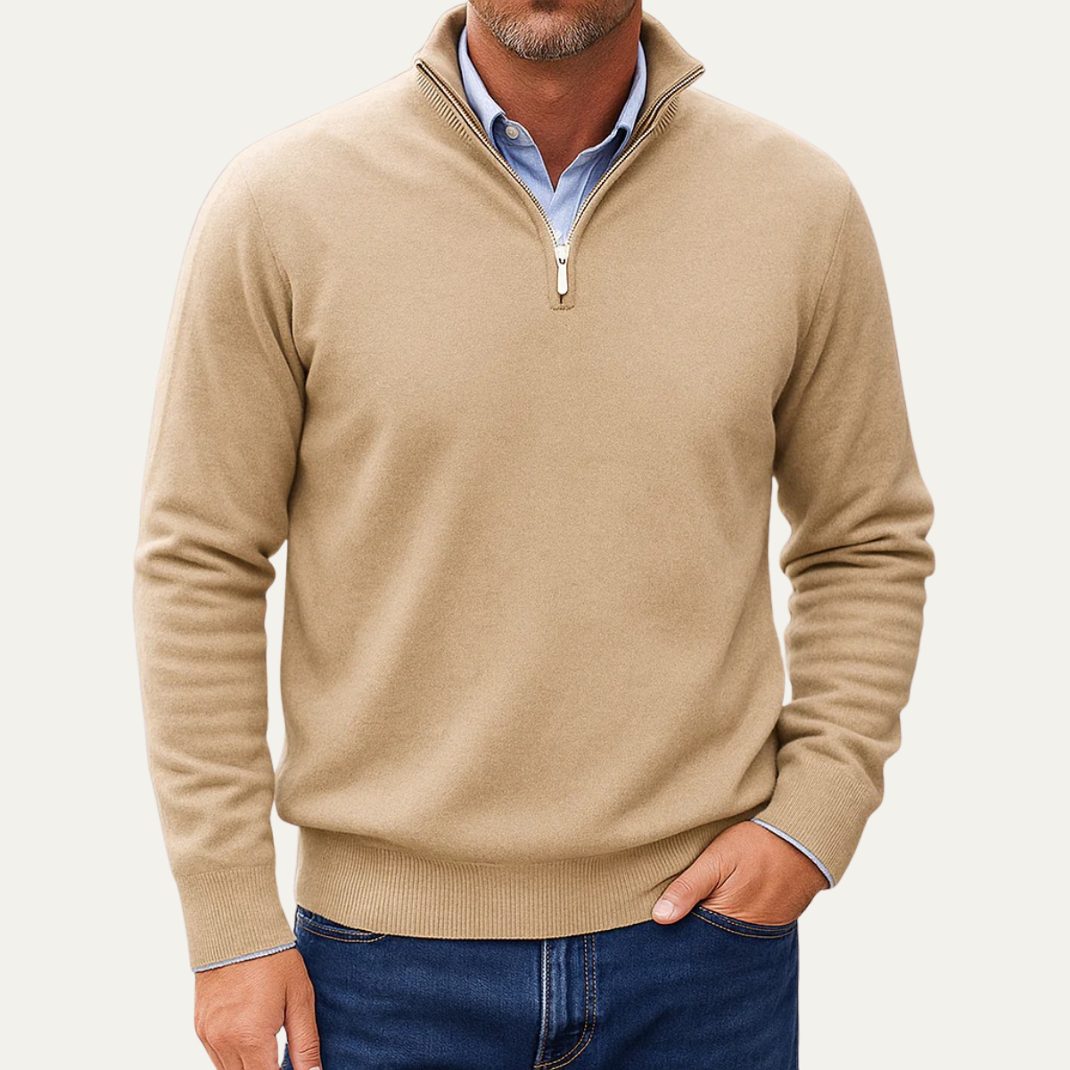The Kidlington Men's Quarter Zip Lightweight Knit Sweater