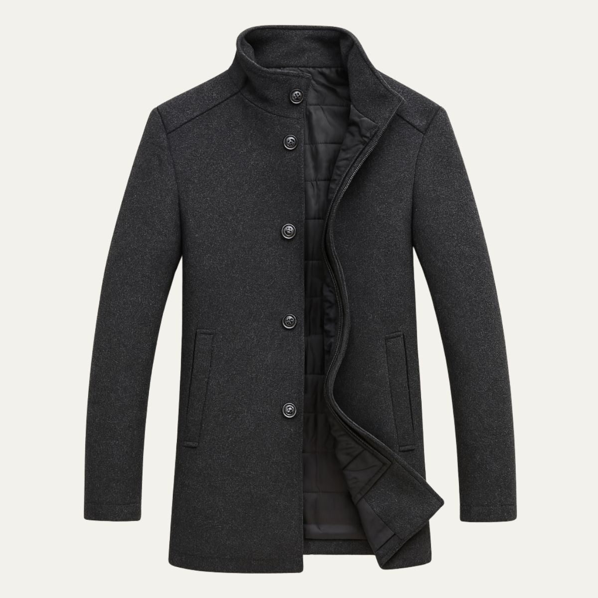 Men's Wool Overcoat Brown Button Front