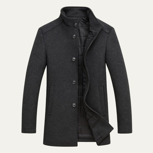 Men's Wool Overcoat Brown Button Front