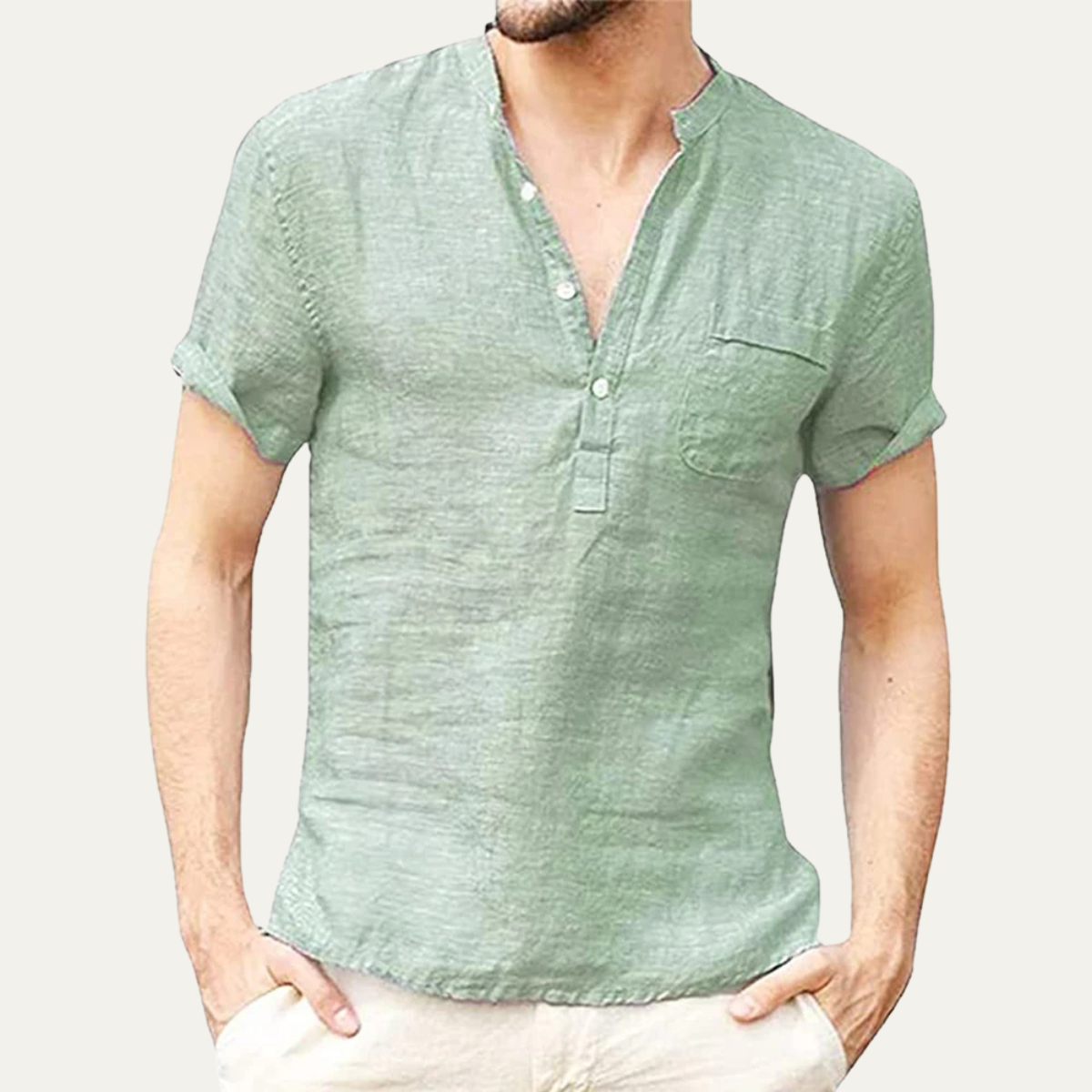The Crestwood Hill Men’s Lightweight Cotton Linen Henley T Shirt