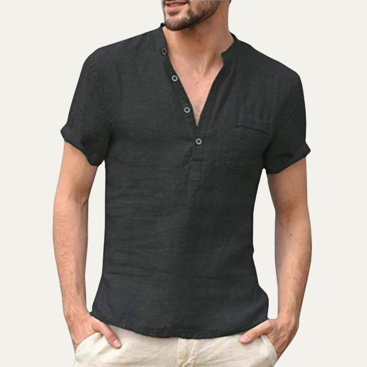The Crestwood Hill Men’s Lightweight Cotton Linen Henley T Shirt