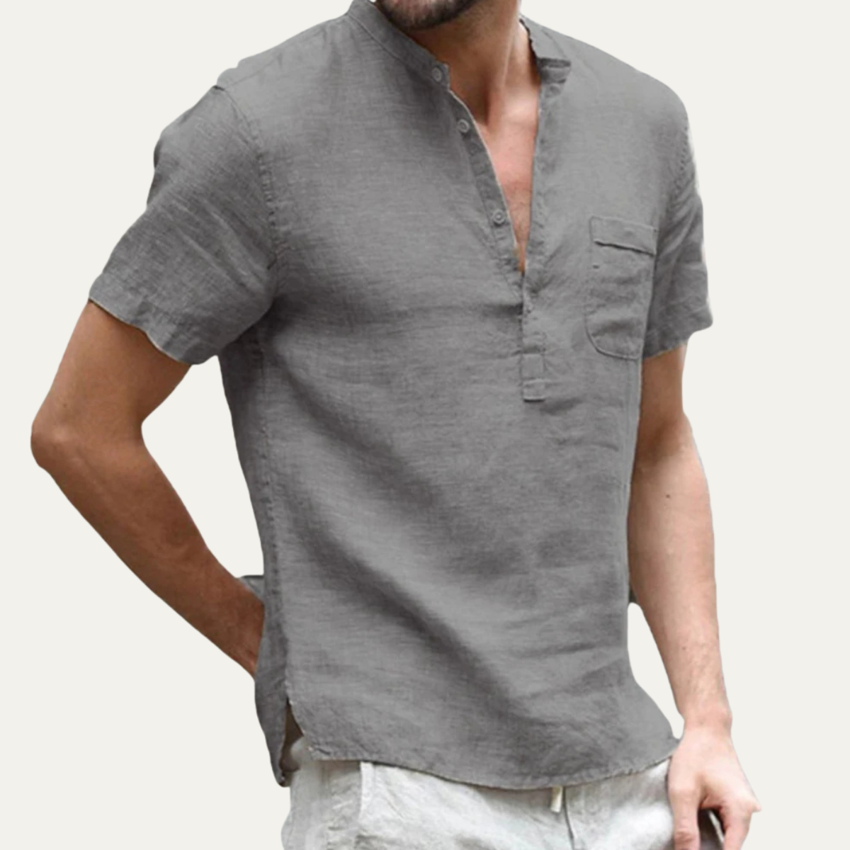 The Oak Glen Men’s Breathable Cotton Linen Henley T Shirt