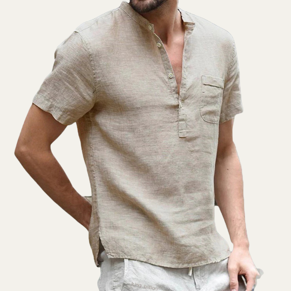The Crestwood Hill Men’s Lightweight Cotton Linen Henley T Shirt