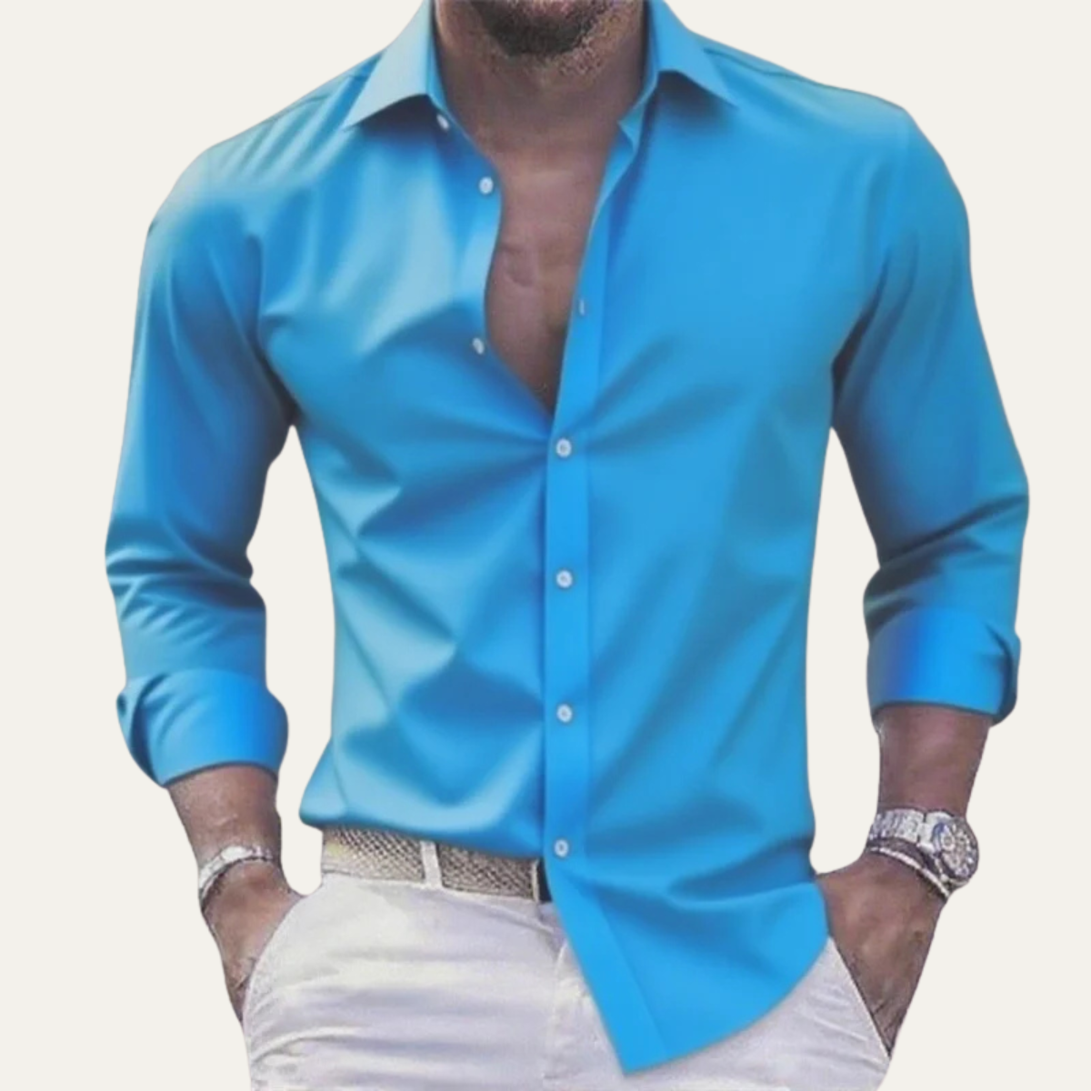 The Lezzeno Men’s Solid Color Stretch Lightweight Shirt