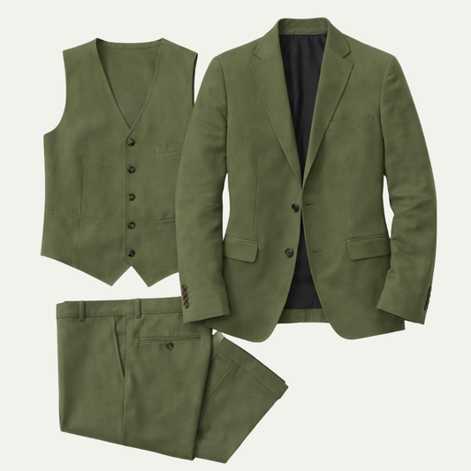 The Davos Men’s Luxury Linen 3 Piece Suit – Jacket, Vest & Pants