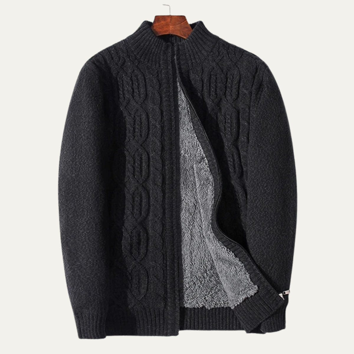 The Wentworth Men’s Thick Wool Fleece Cardigan – Warm Knit Cashmere