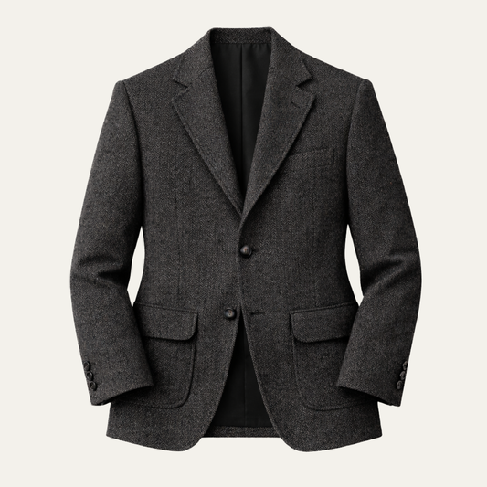 The Genoa Men’s Single Breasted Fishbone Tweed Blazer Jacket