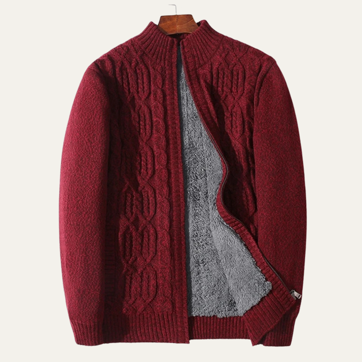 The Wentworth Men’s Thick Wool Fleece Cardigan – Warm Knit Cashmere