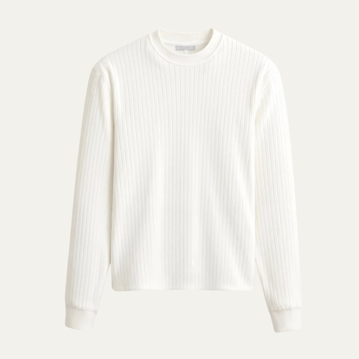 The Cookham Men's White Ribbed Crew Neck Sweater