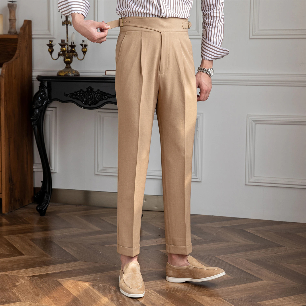 The Westbury Men’s High Waist Dress Pants – Slim Fit Straight Pants