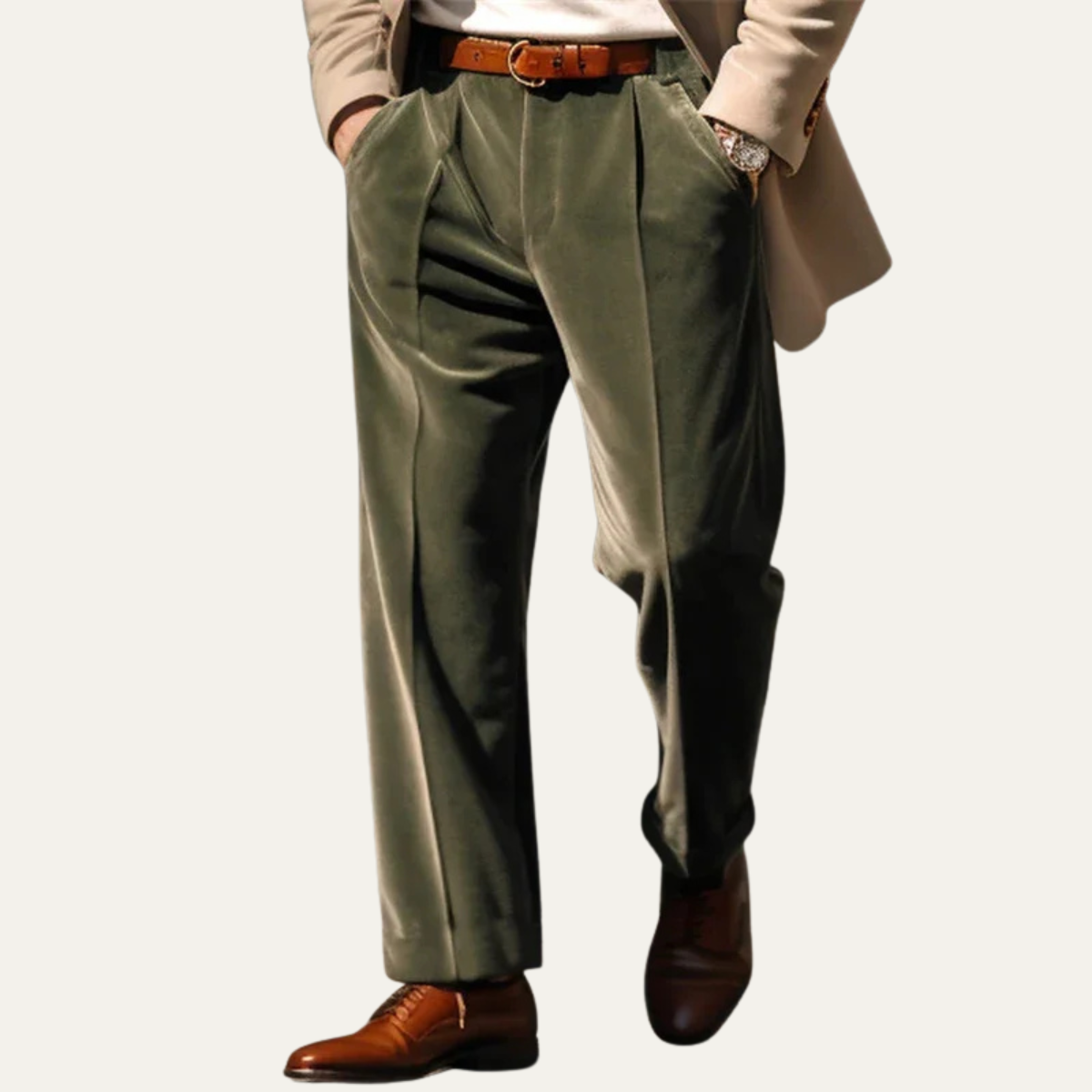 The Garda Porto Men’s Solid Color Velvet Straight Fit Pants