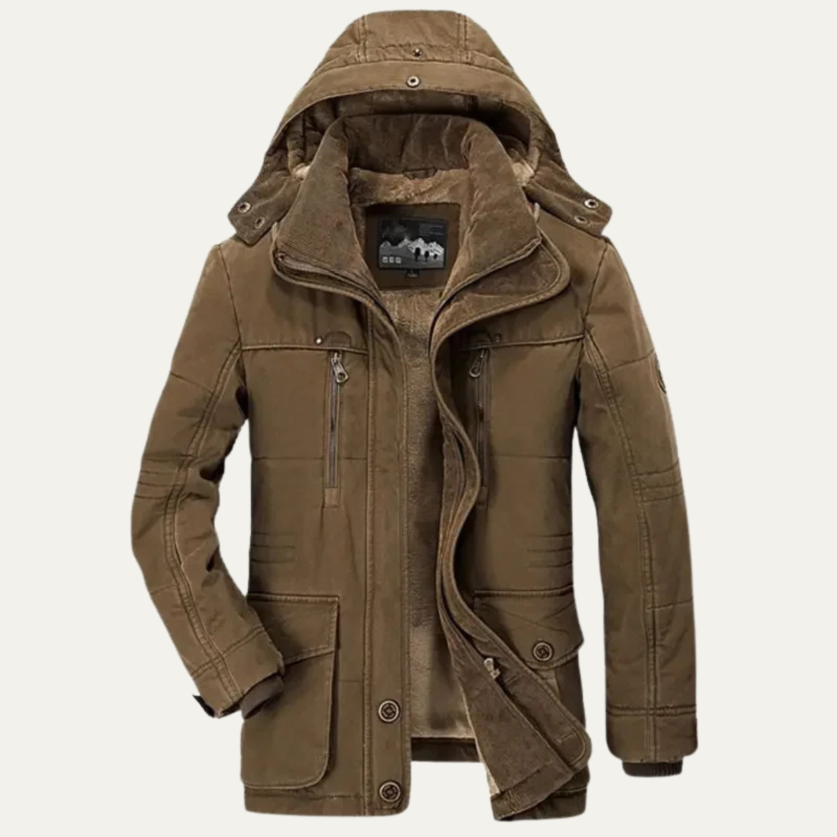 The Ashcroft Men’s Winter Cargo Jacket – Thick Fleece Lined Hooded Coat