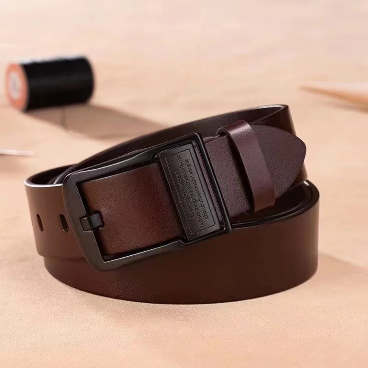 The Brighton Men’s Classic Metal Buckle Leather Cowhide Belt