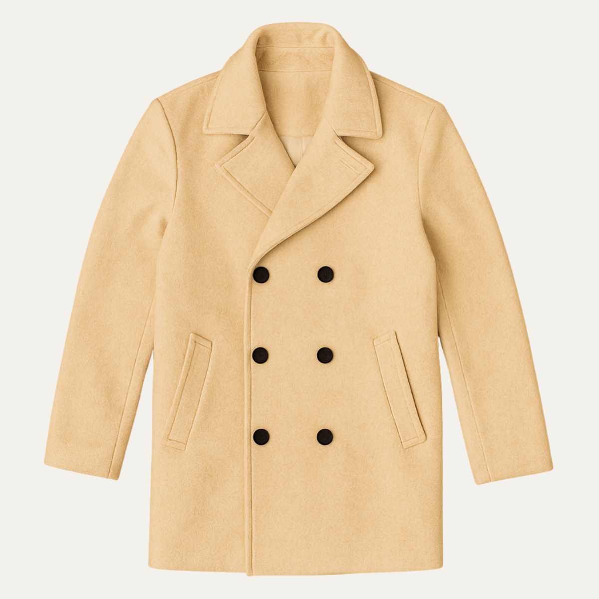 The Carlisle Men’s Warm Winter  Double Breasted Wool Peacoat – Khaki