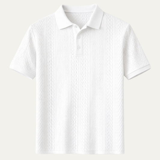 The Stonebrook Ridge Men’s Classic Textured Polo Shirt – White