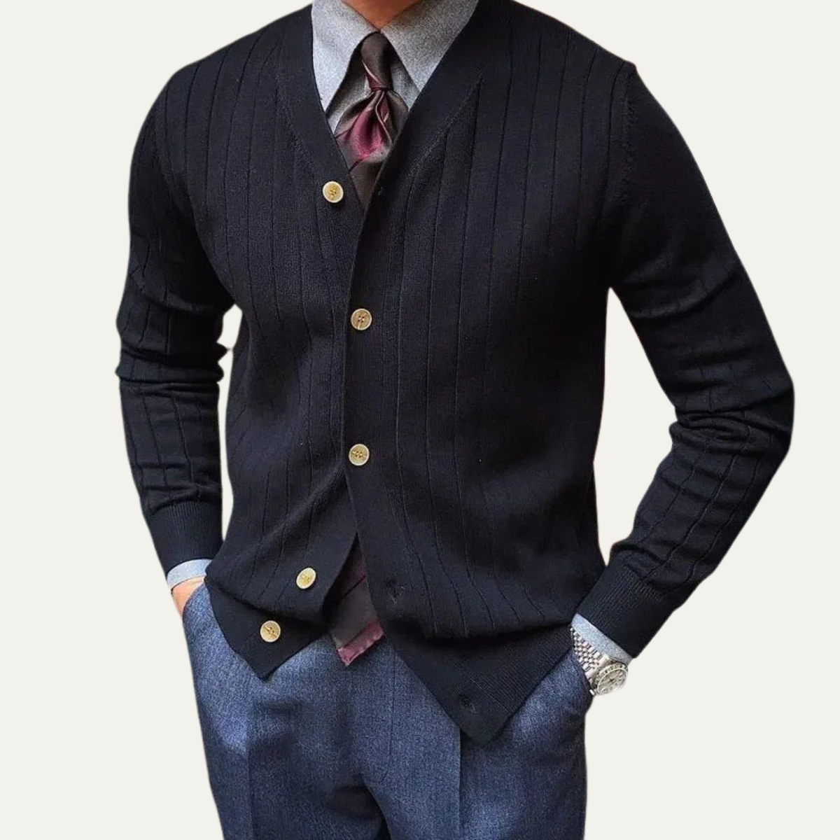 The Newport Men’s Slim Fit Knit Cardigan
