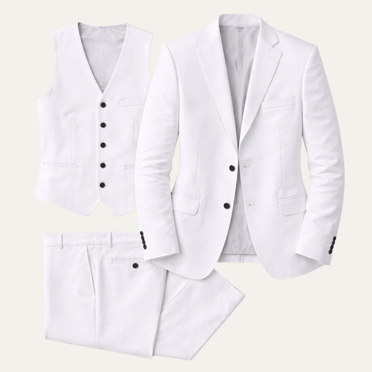 The Engelberg Men’s Business Linen 3 Piece Suit – Jacket, Vest & Pants