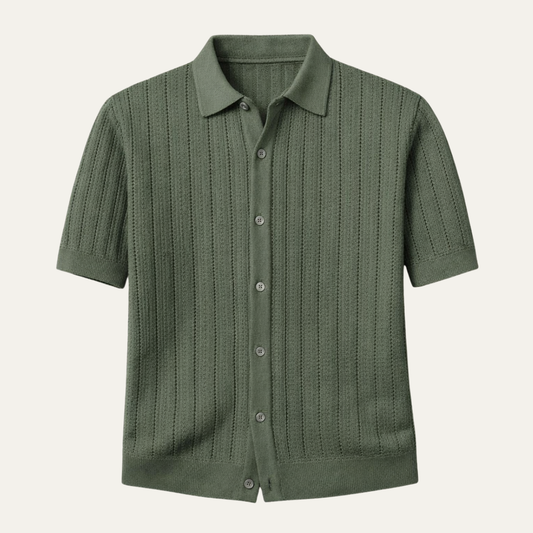 The Siracusa Men’s Lightweight Knit Button Down Polo Shirt