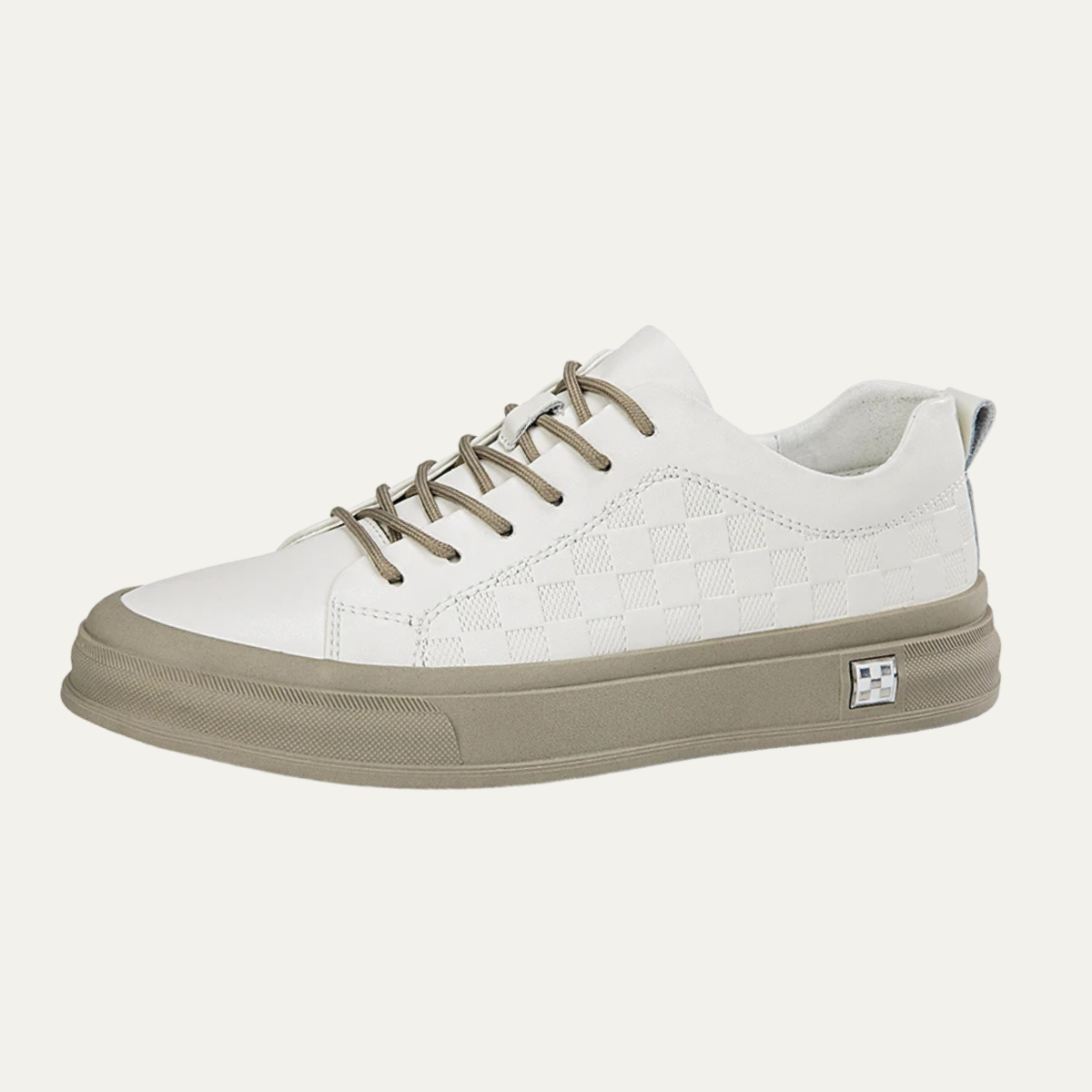 The Seville Men’s Checkerboard Low Top Sneakers with Beige Sole