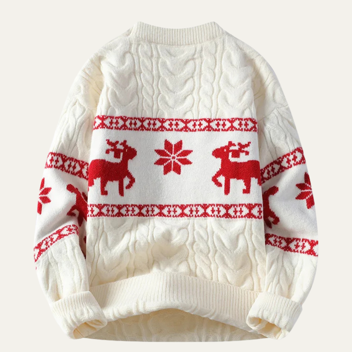 The Vicenza Men’s Knitted Reindeer Christmas Knitted Sweater – White