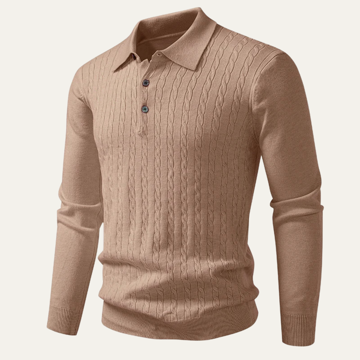 The Catanzaro Men’s Casual Knitted Cable Knit Polo Sweater