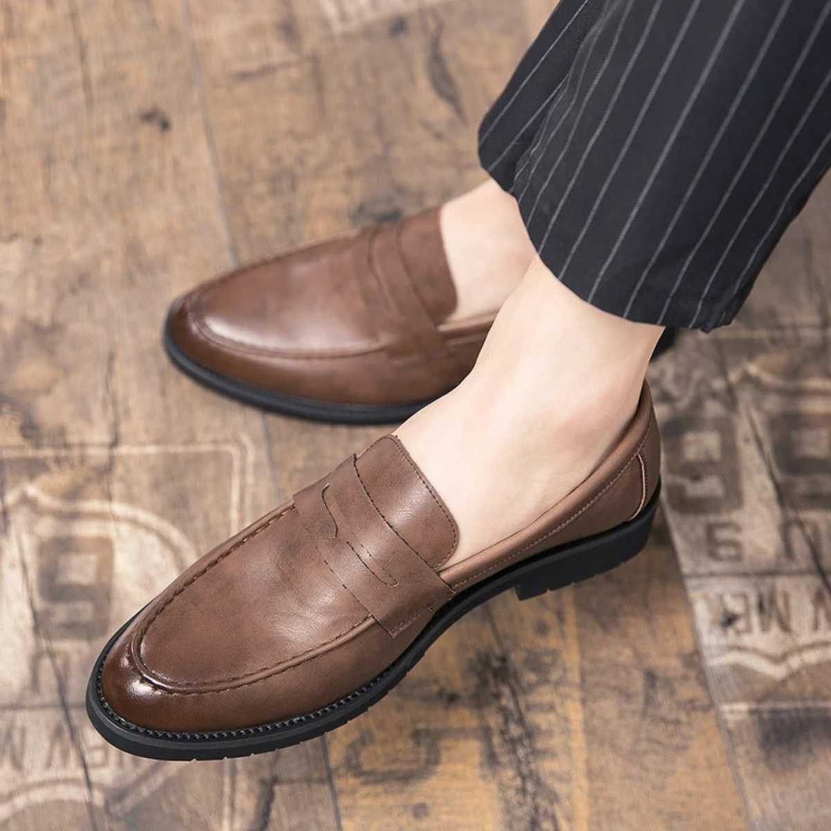 The Crestfield Men’s Soft Faux Leather Slip On Business Loafers