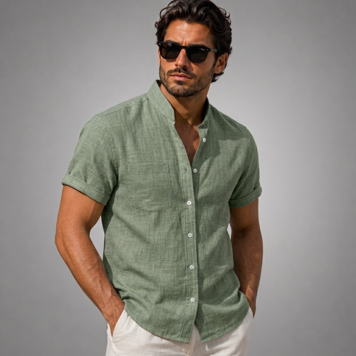 The Creststone Men’s Casual Cotton Summer Beach Shirt
