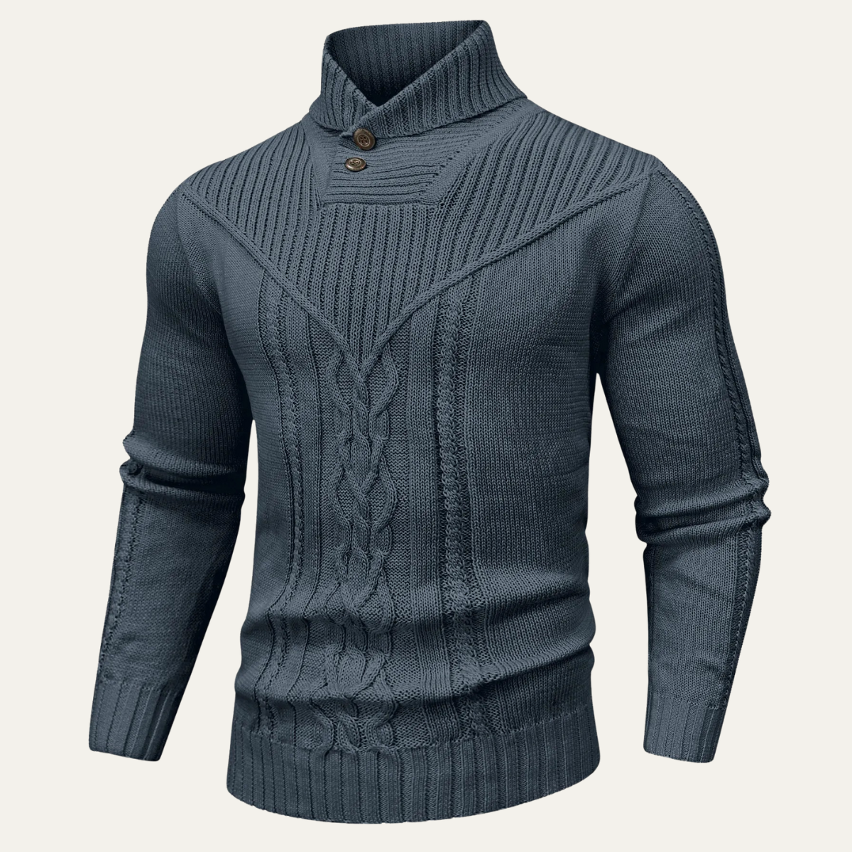 The Stockbridge Men’s Ribbed Knit Button Neck Winter Sweater