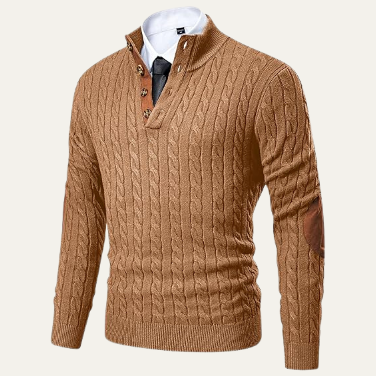 The Stamford Men's Cable Knit Collar Stand Sweater