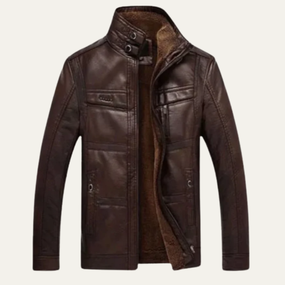 The Arlington Men’s Stylish Leather Winter Coat with Warm Fleece Lining