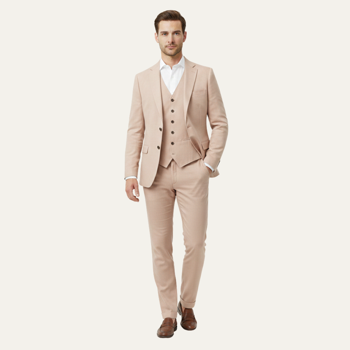 The Davos Men’s Luxury Linen 3 Piece Suit – Jacket, Vest & Pants