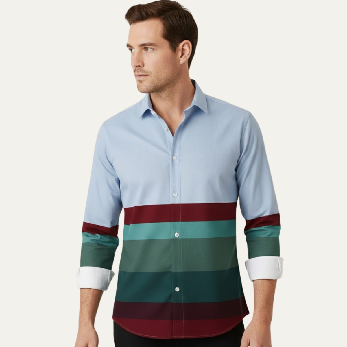 The Windmere Ridge Men’s Modern Color Block Striped Luxury Shirt