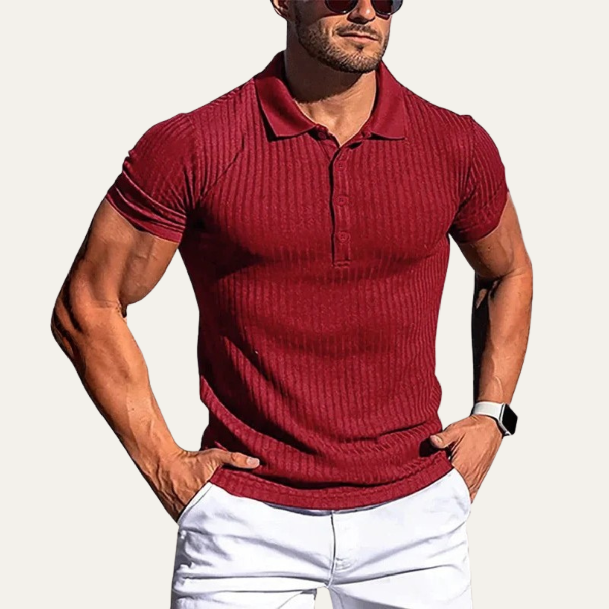 The Brenton Men’s Ribbed Knit Slim Fit Polo Shirt