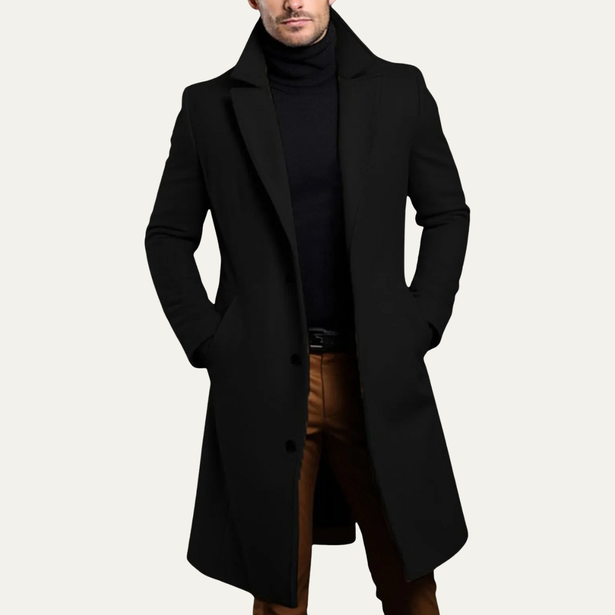The Wilshire Men's Long Double Breasted Wool Blend Smart Overcoat
