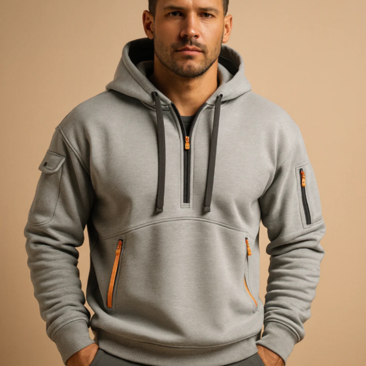 The Ridgefield Men’s Casual Half Zip Hoodie Sweater with Zipper Pockets