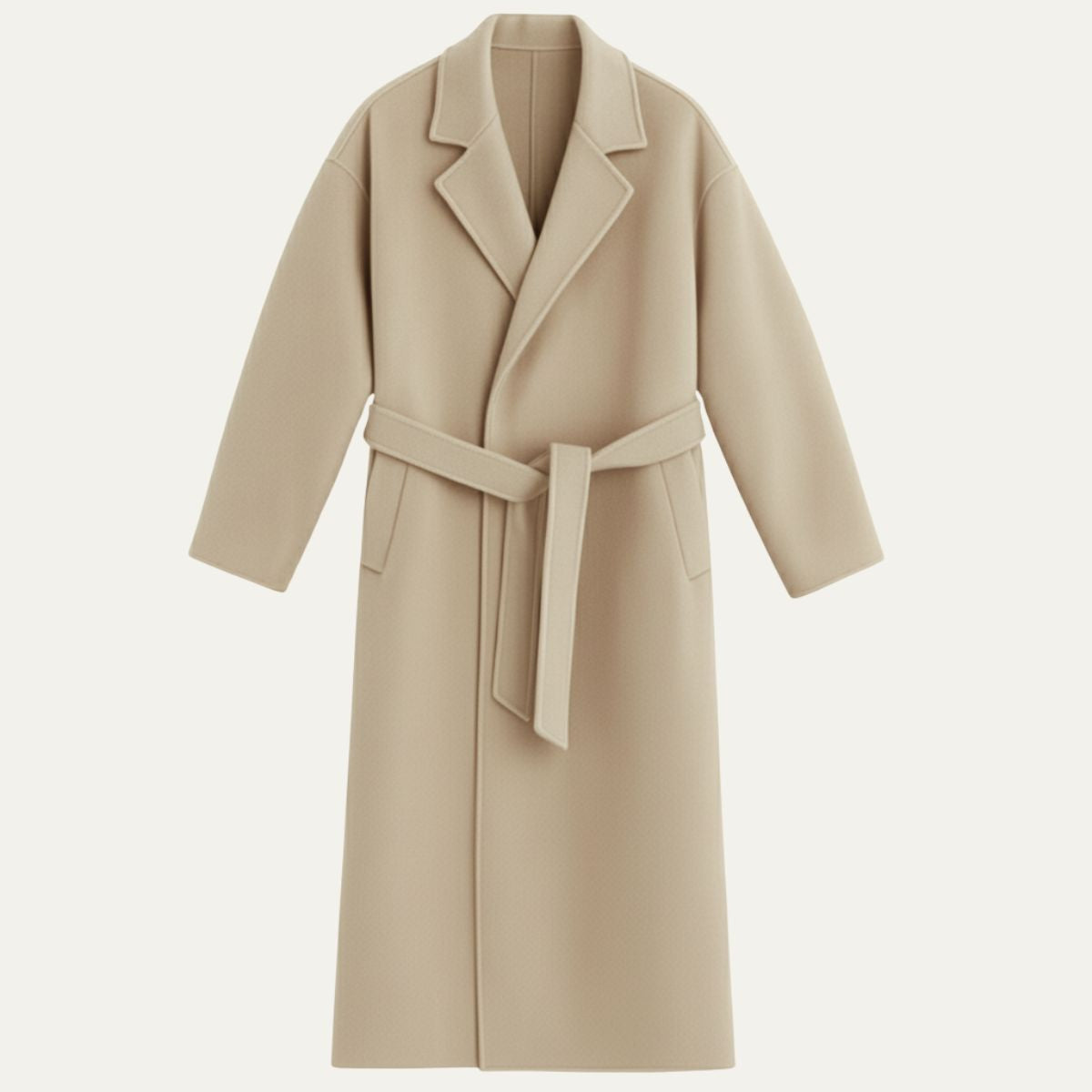 The Whitechapel Men's Elegant Camel Wrap Wool Coat with Belt