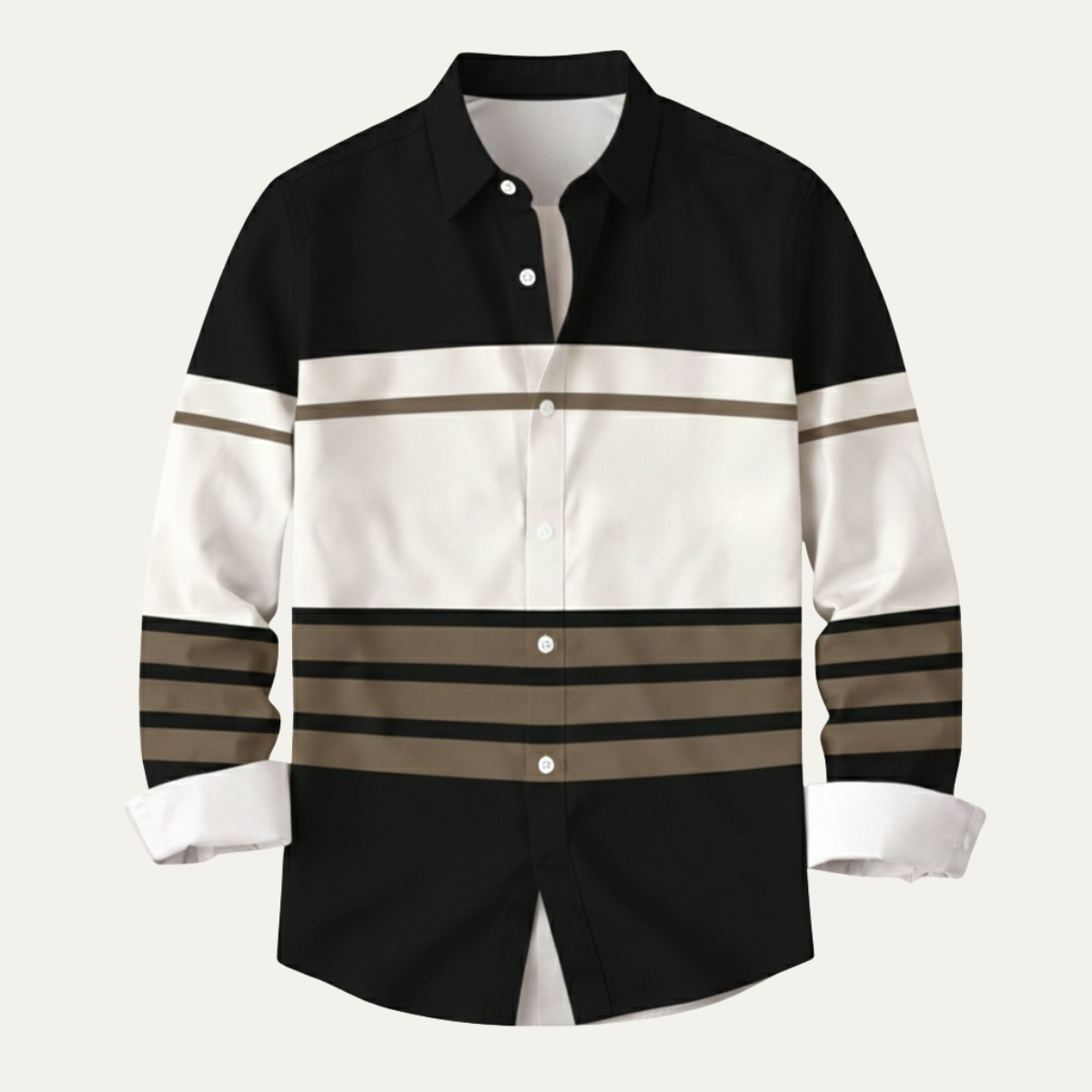 The Stonebrook Men’s Modern Color Block Striped Business Shirt