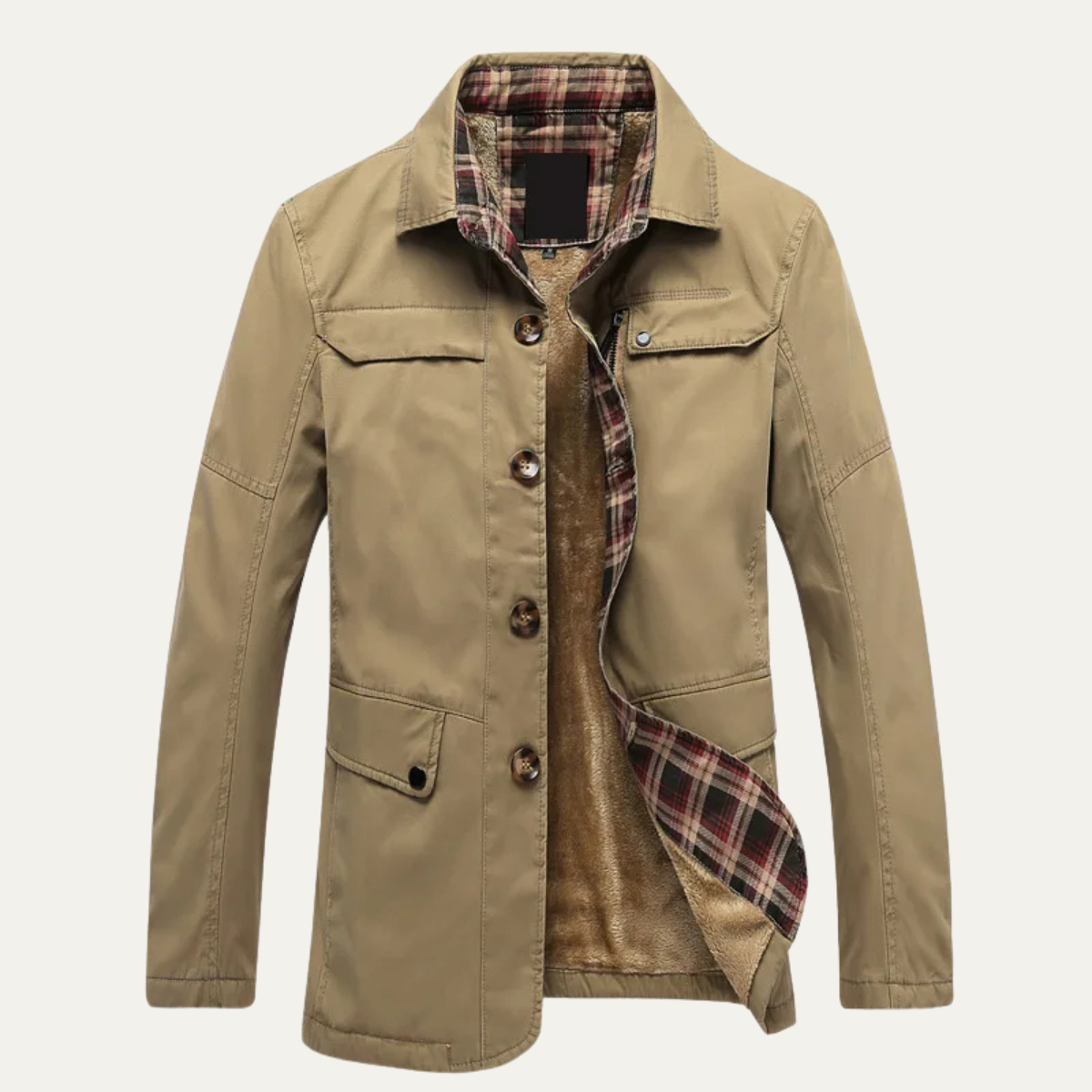The Bayside Men’s Fleece Lined Jacket with Warm Plaid Lining
