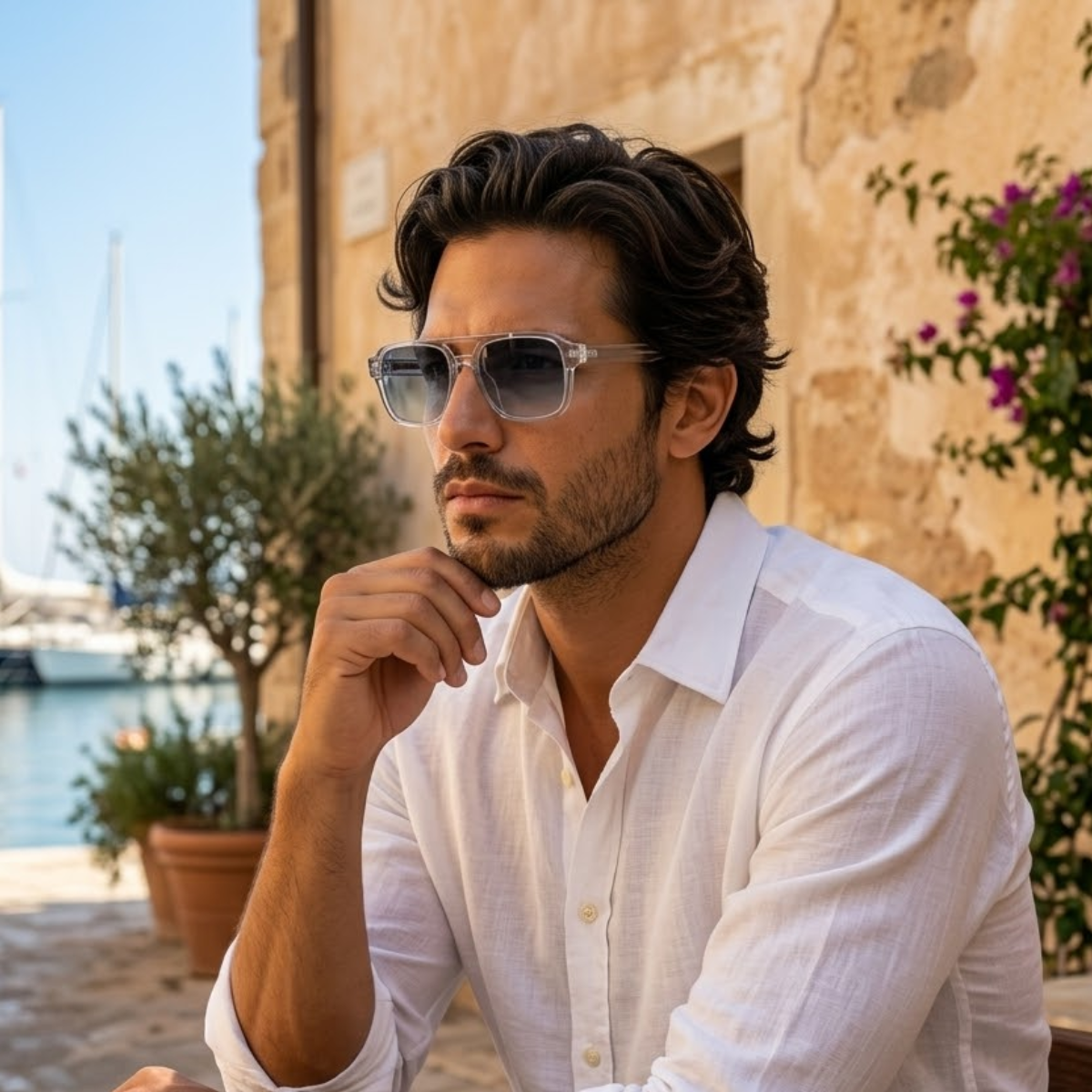 The Portsmouth Men's Transparent Square Sunglasses