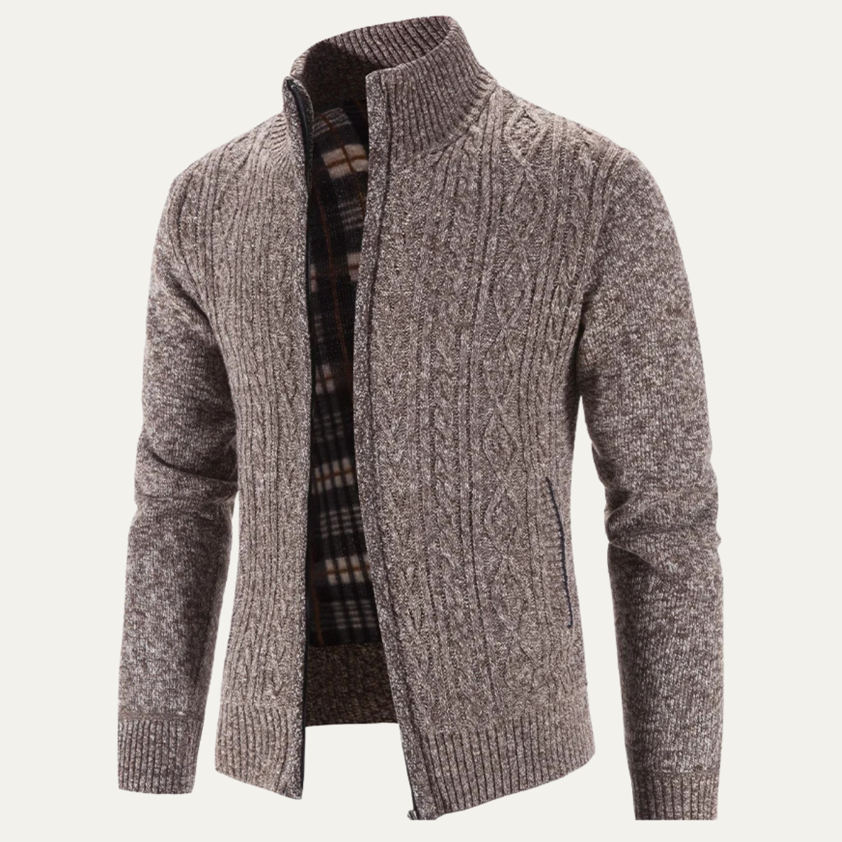 The Pienza Men’s Warm Fleece Zip Up Knit Jacket