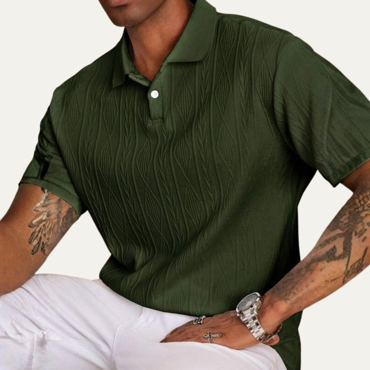 The Willowstone Ridge Men’s Textured Button Up Trendy Polo Shirt